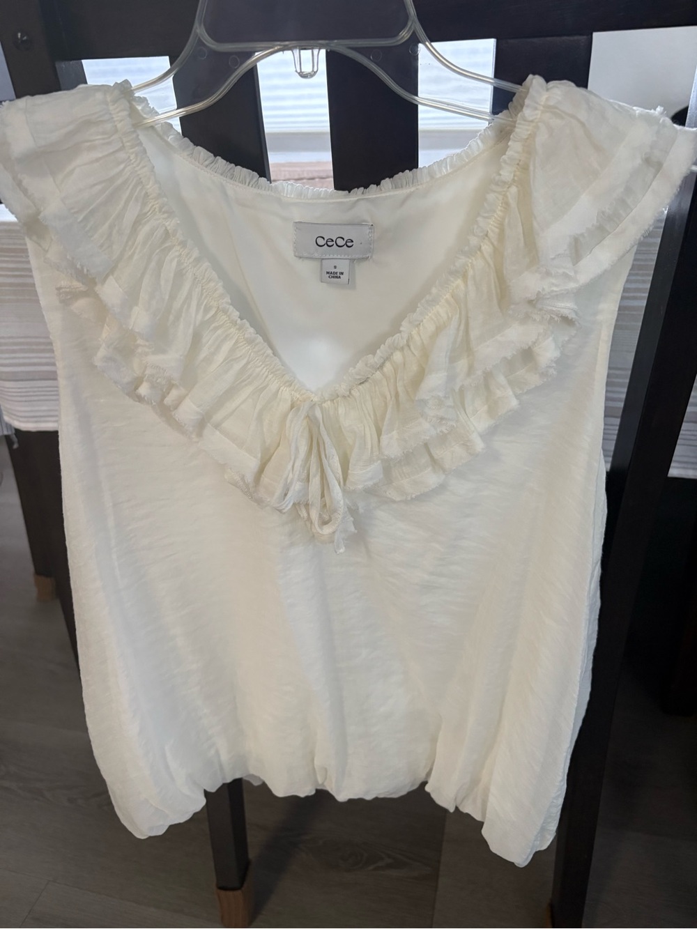 CeCe Cream Ruffle V-Neck Sleeveless Camisole